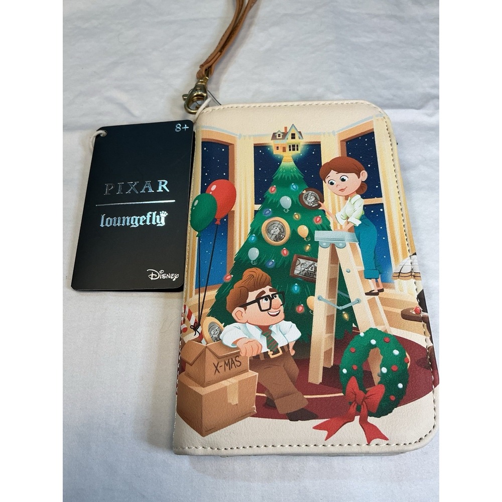 Loungefly Disney Pixar Up Carl Ellie Christmas Tree Tech Wallet Wristlet NWT